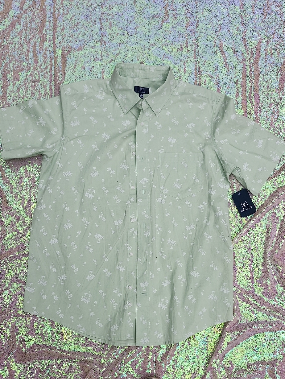 Hawaiian Mens Button Down! NWT Medium! Green